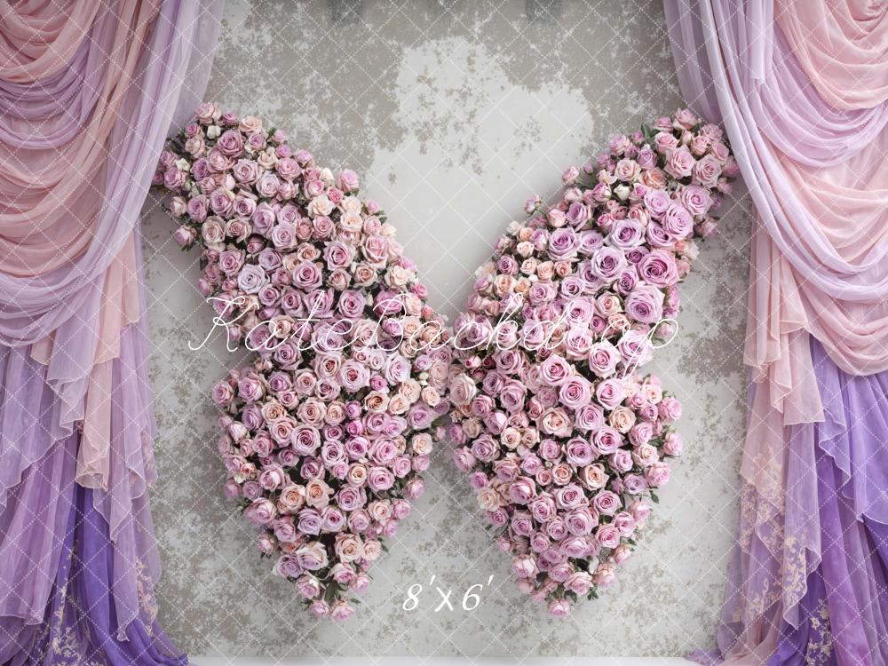 Kate Flower Butterfly Wings Lavender Curtains Backdrop Designed by Mini MakeBelieve - Image 3