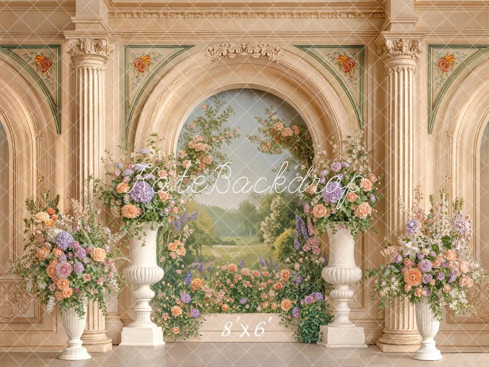 Kate Spring Floral Arch Classical Columns Backdrop Designed by Emetselch - Image 3
