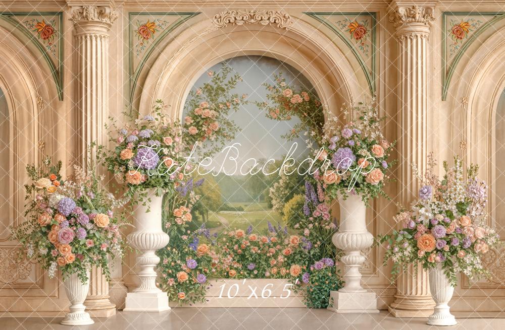 Kate Spring Floral Arch Classical Columns Backdrop Designed by Emetselch - Image 4