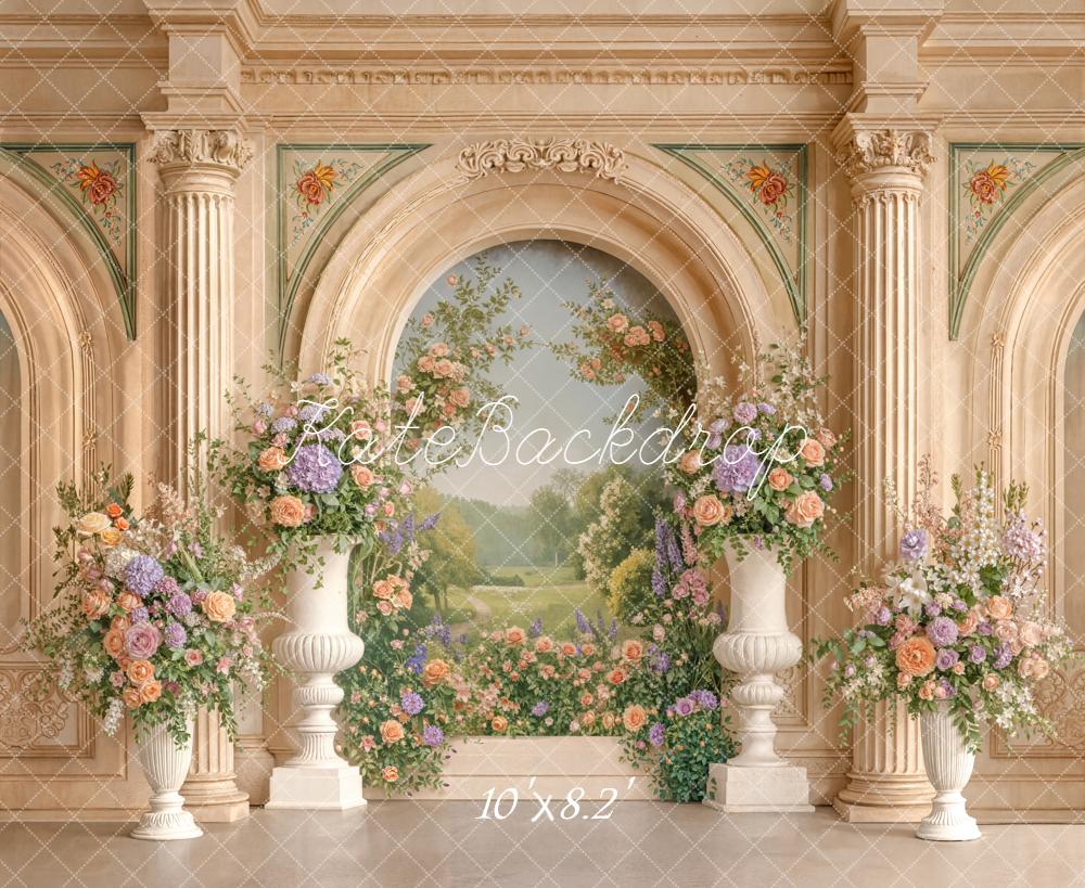 Kate Spring Floral Arch Classical Columns Backdrop Designed by Emetselch - Image 6
