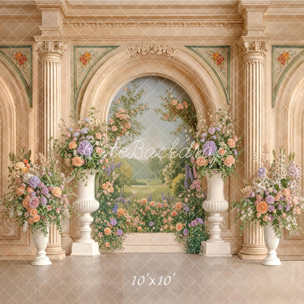 Kate Spring Floral Arch Classical Columns Backdrop Designed by Emetselch - Image 7