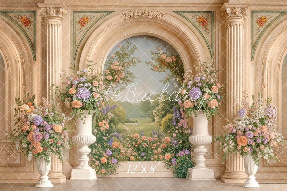 Kate Spring Floral Arch Classical Columns Backdrop Designed by Emetselch - Image 8