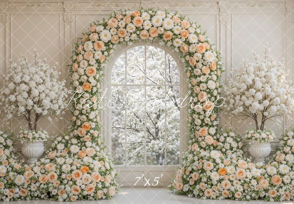 Kate Flower Arch Cream Blossom Window Backdrop Designed by Mini MakeBelieve