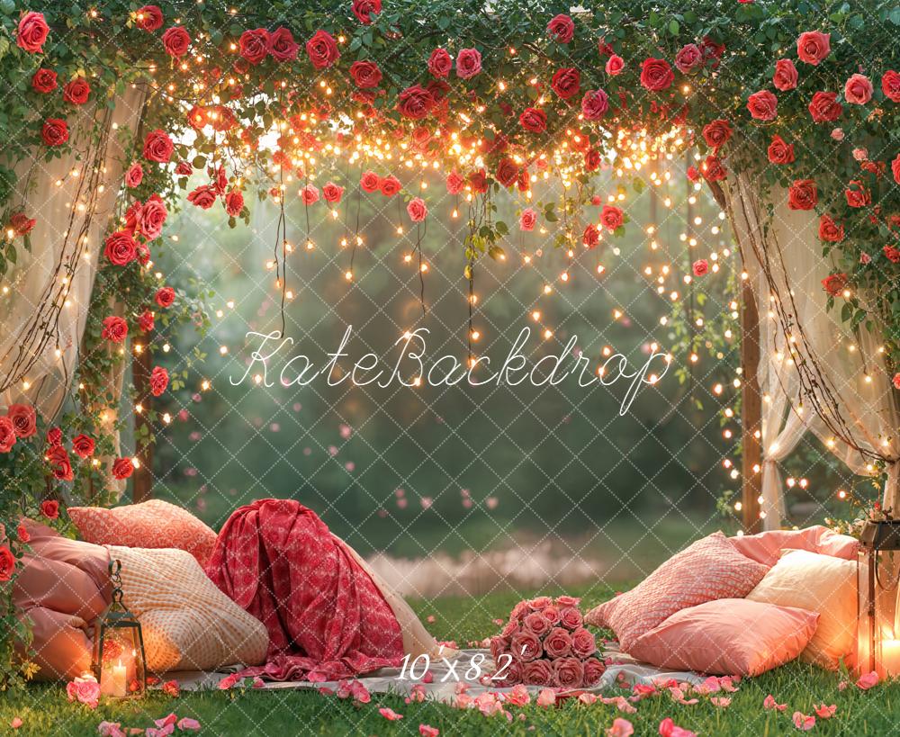 Kate Valentine Fairy Lights Cushions Fleece Backdrop Designed by Emetselch - Image 3
