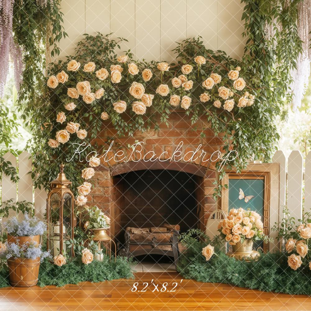 Kate Spring Flower Fireplace Garden Backdrop Designed by Emstselch - Image 5