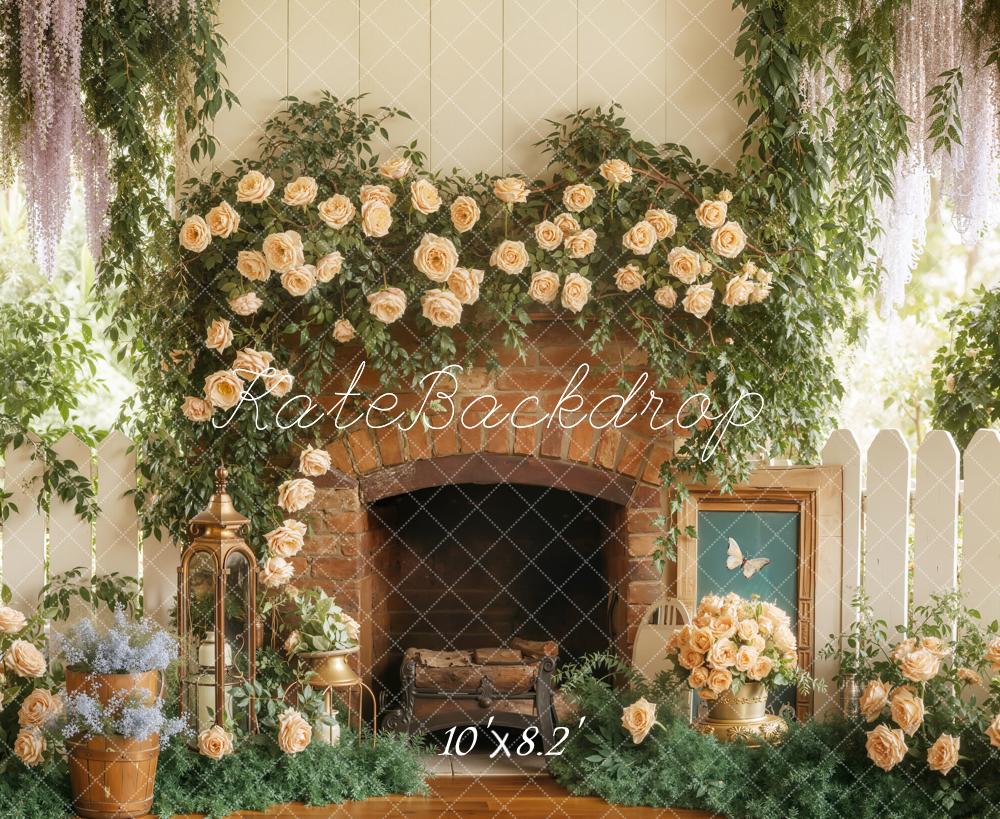 Kate Spring Flower Fireplace Garden Backdrop Designed by Emstselch - Image 6