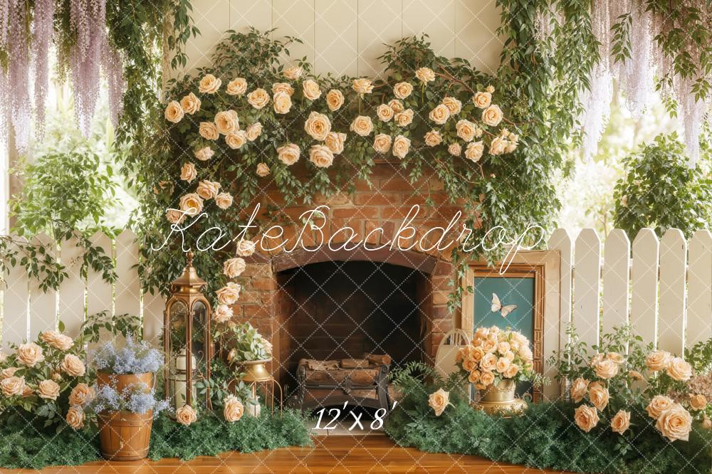 Kate Spring Flower Fireplace Garden Backdrop Designed by Emstselch - Image 8