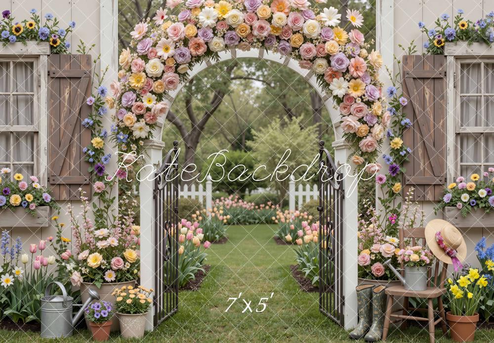 Kate Spring Flower Arch Garden Rustic Backdrop Designed by Mini MakeBelieve