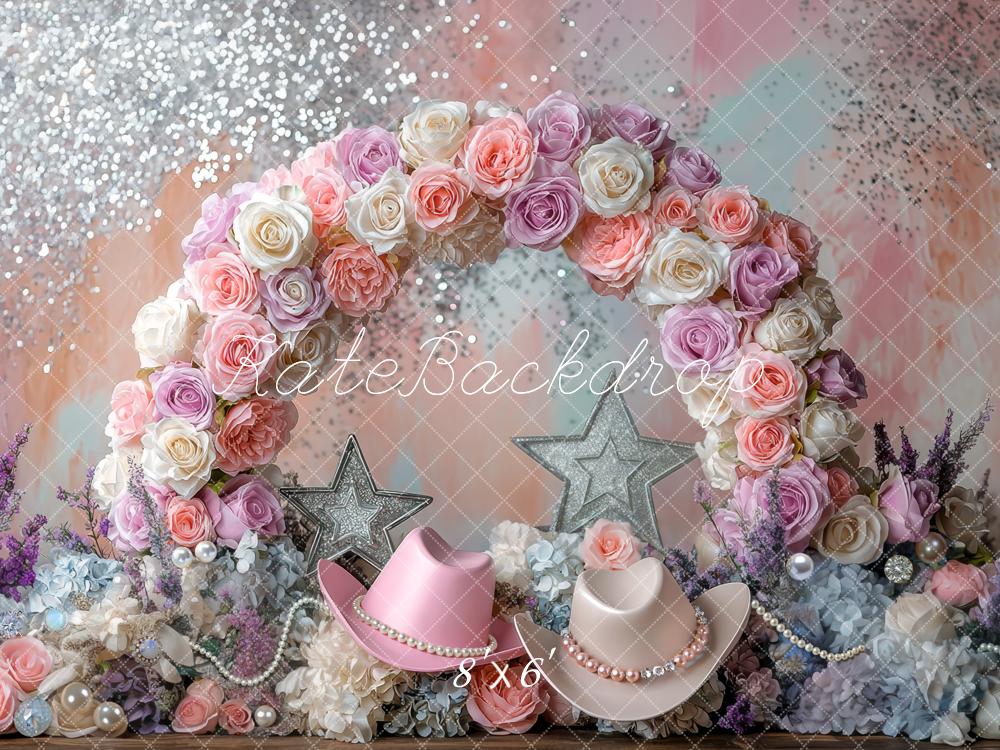 Kate Flower Arch Glitter Pastel Hats Backdrop Designed by Mini MakeBelieve - Image 3