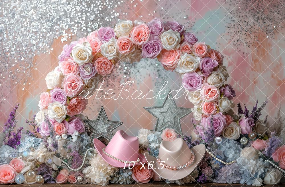 Kate Flower Arch Glitter Pastel Hats Backdrop Designed by Mini MakeBelieve - Image 4