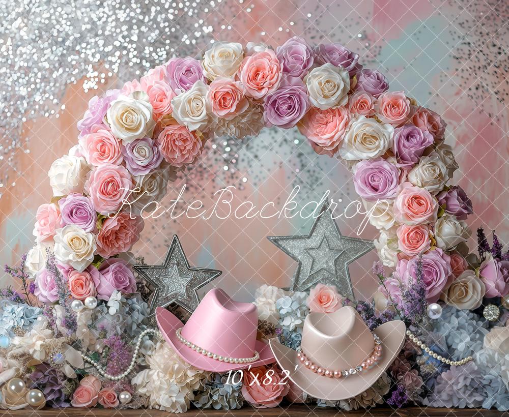 Kate Flower Arch Glitter Pastel Hats Backdrop Designed by Mini MakeBelieve - Image 6
