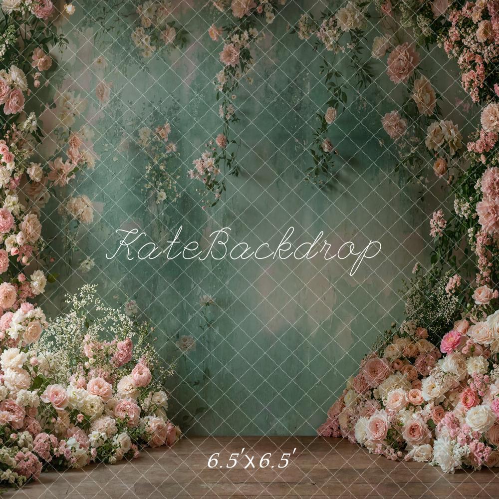 Kate Flower Arch Green Vintage Wall Backdrop Designed by Emetselch - Image 3