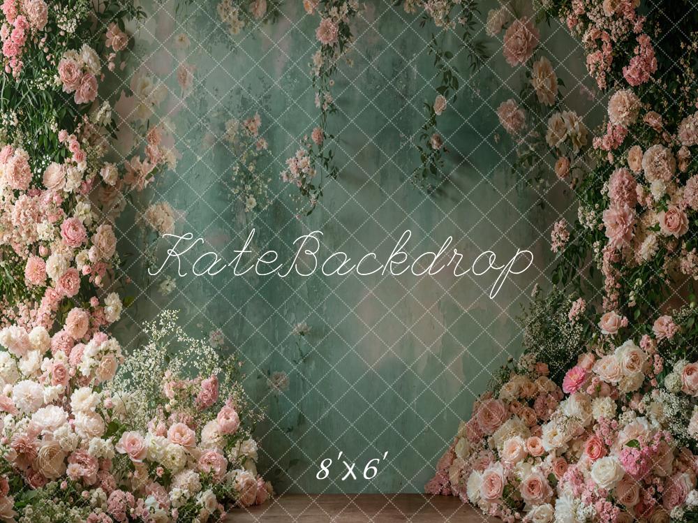 Kate Flower Arch Green Vintage Wall Backdrop Designed by Emetselch - Image 4