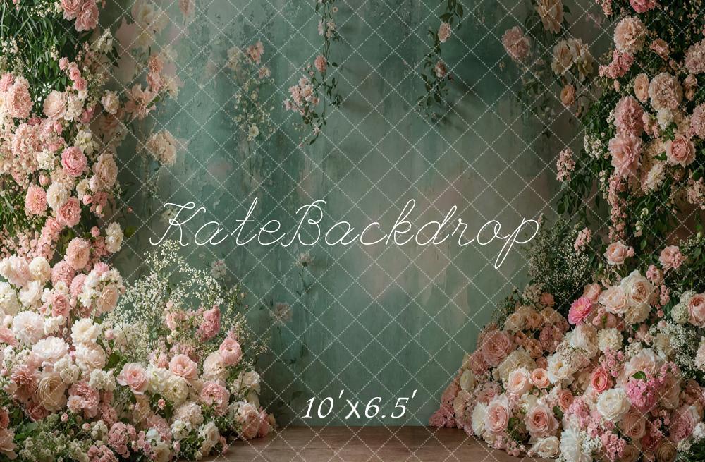 Kate Flower Arch Green Vintage Wall Backdrop Designed by Emetselch - Image 5