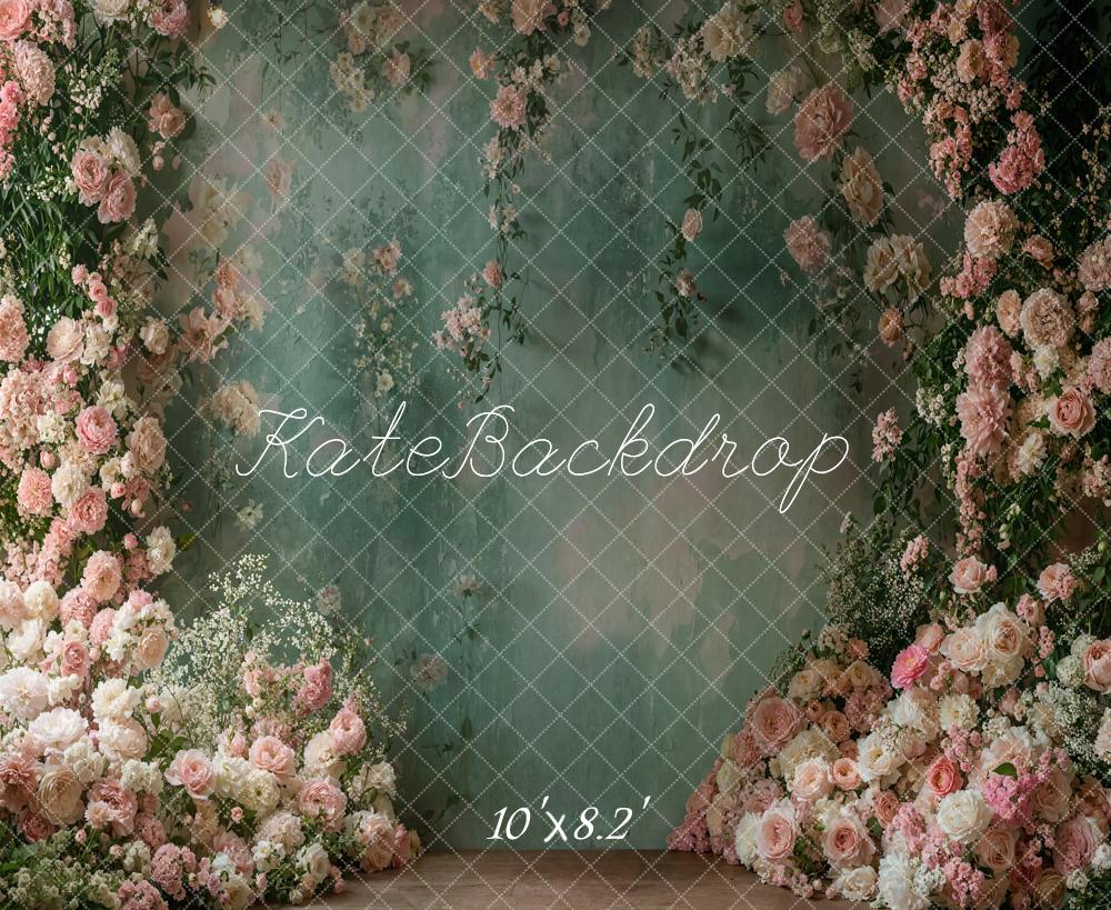 Kate Flower Arch Green Vintage Wall Backdrop Designed by Emetselch - Image 6