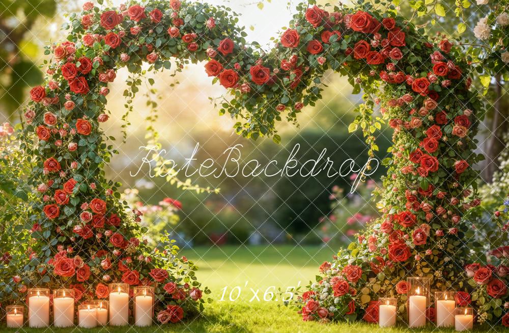 Kate Valentine Floral Heart Shape Candles Fleece Backdrop Designed by Emetselch - Image 2