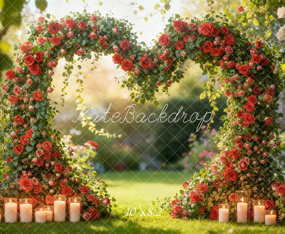 Kate Valentine Floral Heart Shape Candles Fleece Backdrop Designed by Emetselch - Image 3