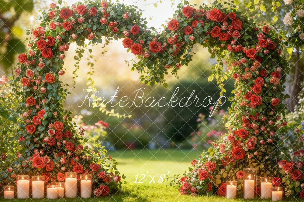 Kate Valentine Floral Heart Shape Candles Fleece Backdrop Designed by Emetselch - Image 4