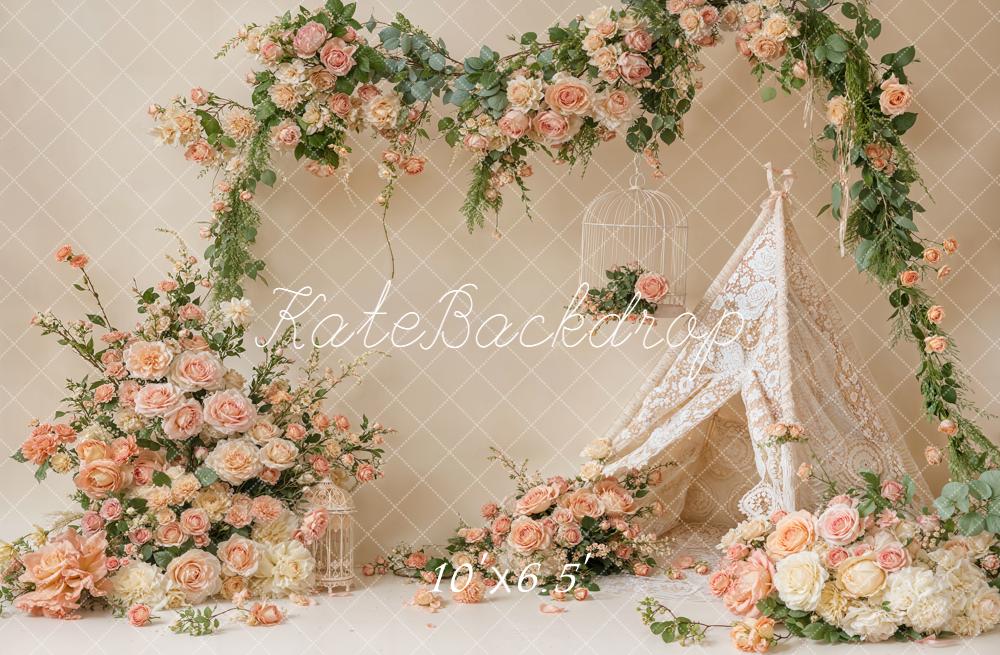 Kate Spring Floral Arch Lace Tent Backdrop Designed by Emetselch - Image 4