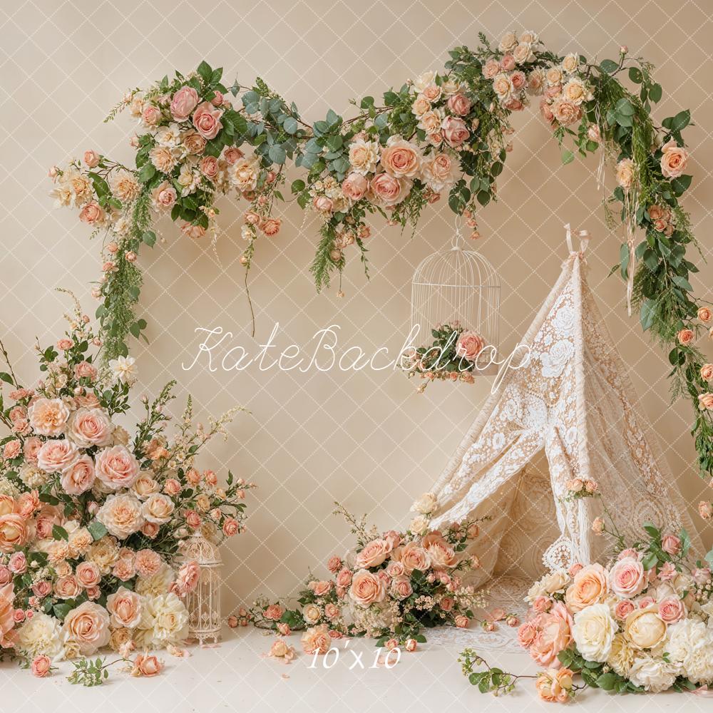 Kate Spring Floral Arch Lace Tent Backdrop Designed by Emetselch - Image 7