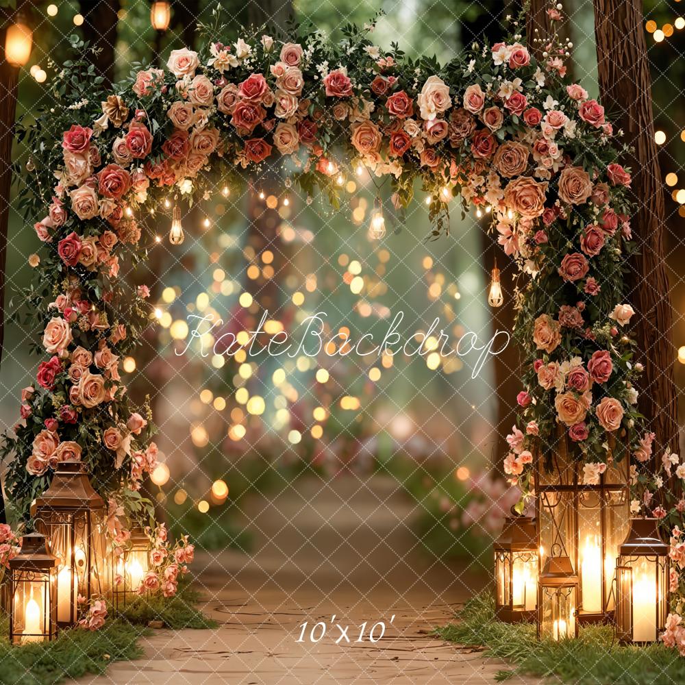 Kate Floral Arch Lanterns Forest Path Backdrop Designed by Emetselch - Image 7