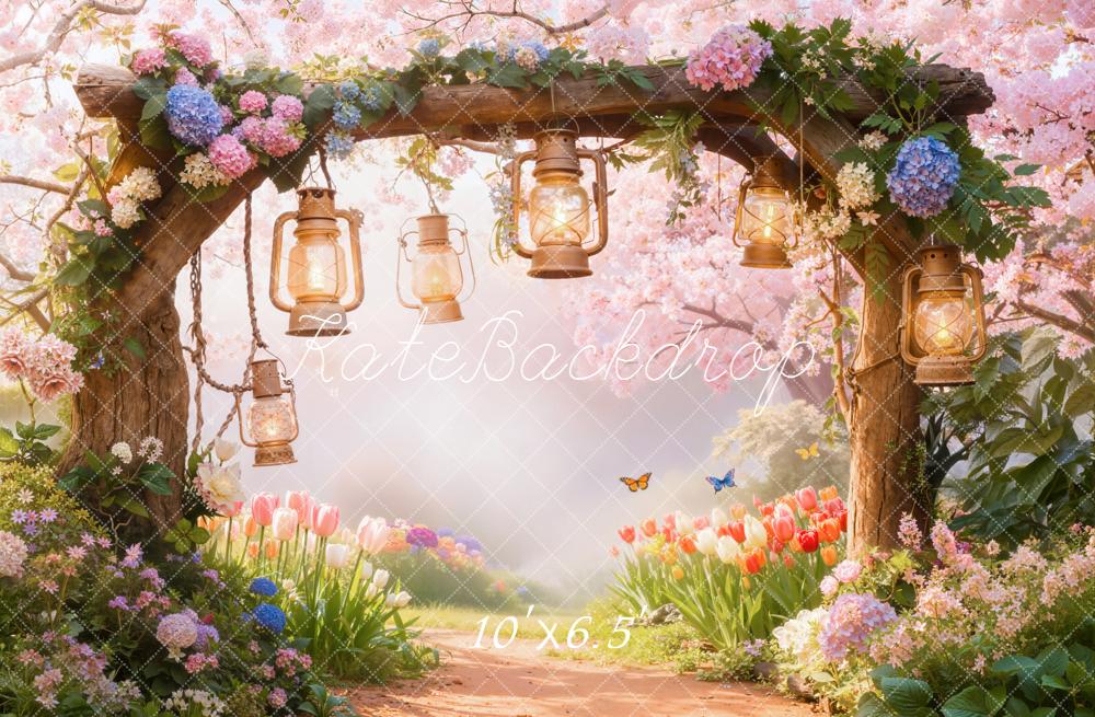 Kate Spring Garden Path Lanterns Backdrop Designed by Emetselch - Image 4