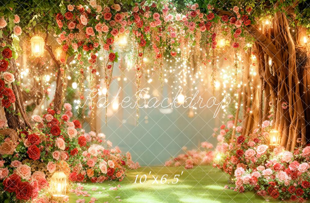 Kate Spring Flower Arch Lanterns Greenery Backdrop Designed by Emetselch - Image 6