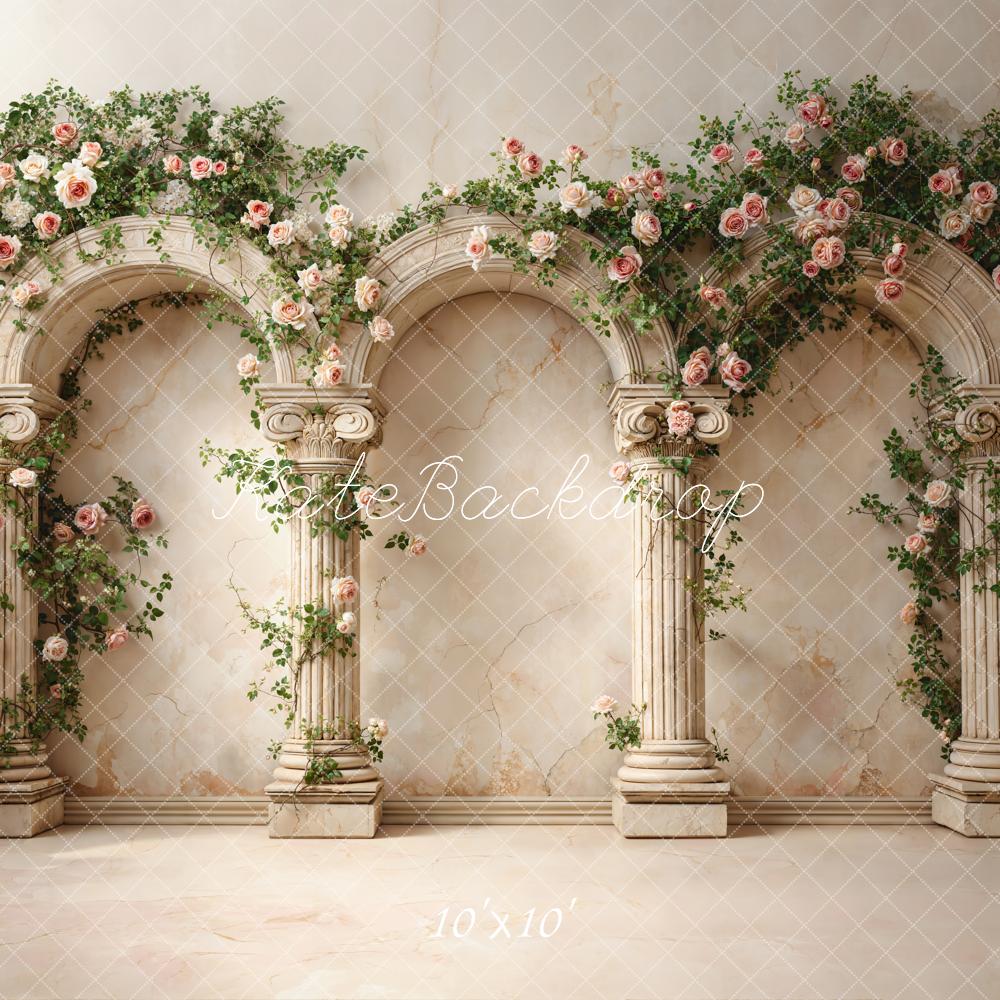 Kate Spring Roses Arch Marble Columns Backdrop Designed by Emstselch - Image 7