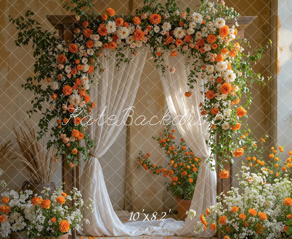 Kate Flower Arch Orange White Drapes Backdrop Designed by Mini MakeBelieve - Image 6