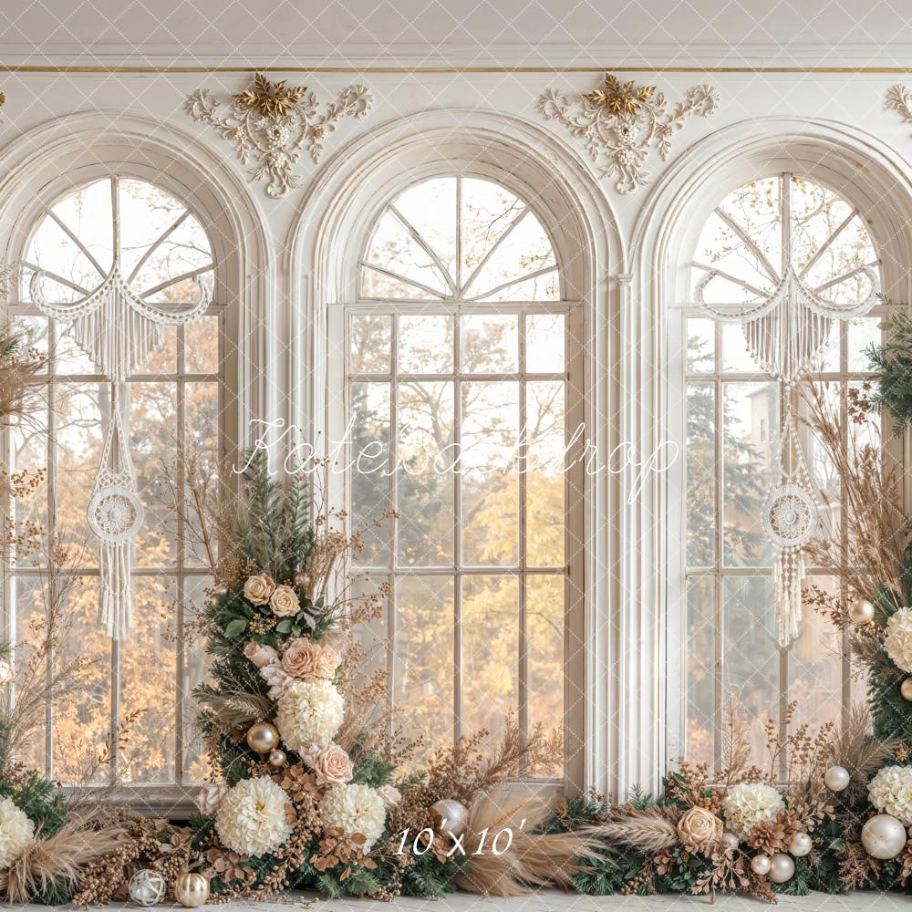 Kate Floral Arch Ornate Windows Christmas Backdrop Designed by Emetselch - Image 7