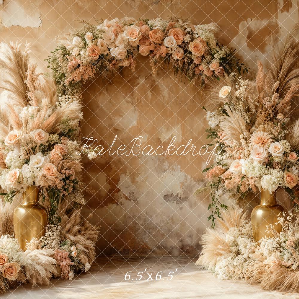 Kate Garland Pampas Grass Gold Vases Backdrop Designed by Emetselch - Image 2