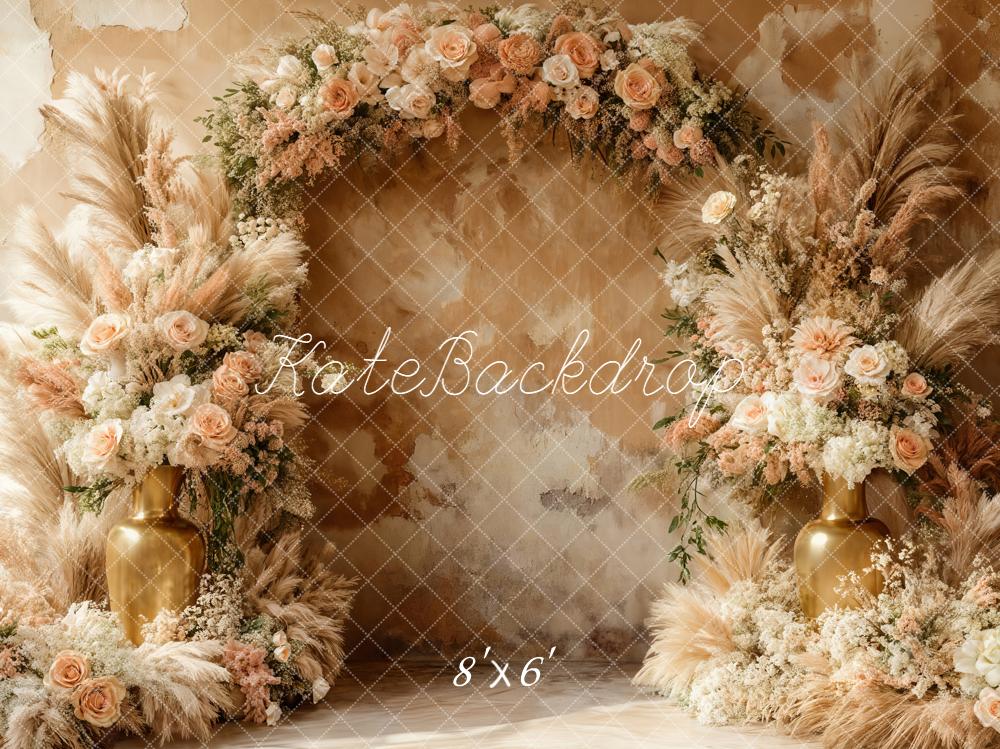 Kate Garland Pampas Grass Gold Vases Backdrop Designed by Emetselch - Image 3