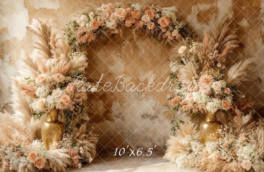 Kate Garland Pampas Grass Gold Vases Backdrop Designed by Emetselch - Image 4