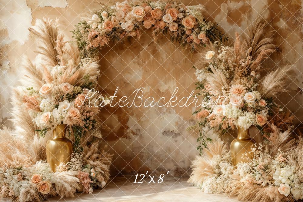 Kate Garland Pampas Grass Gold Vases Backdrop Designed by Emetselch - Image 8