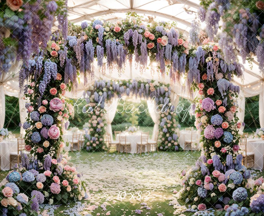 Kate Flower Arch Pastel Garden Fleece Backdrop Designed by Emetselch - Image 3
