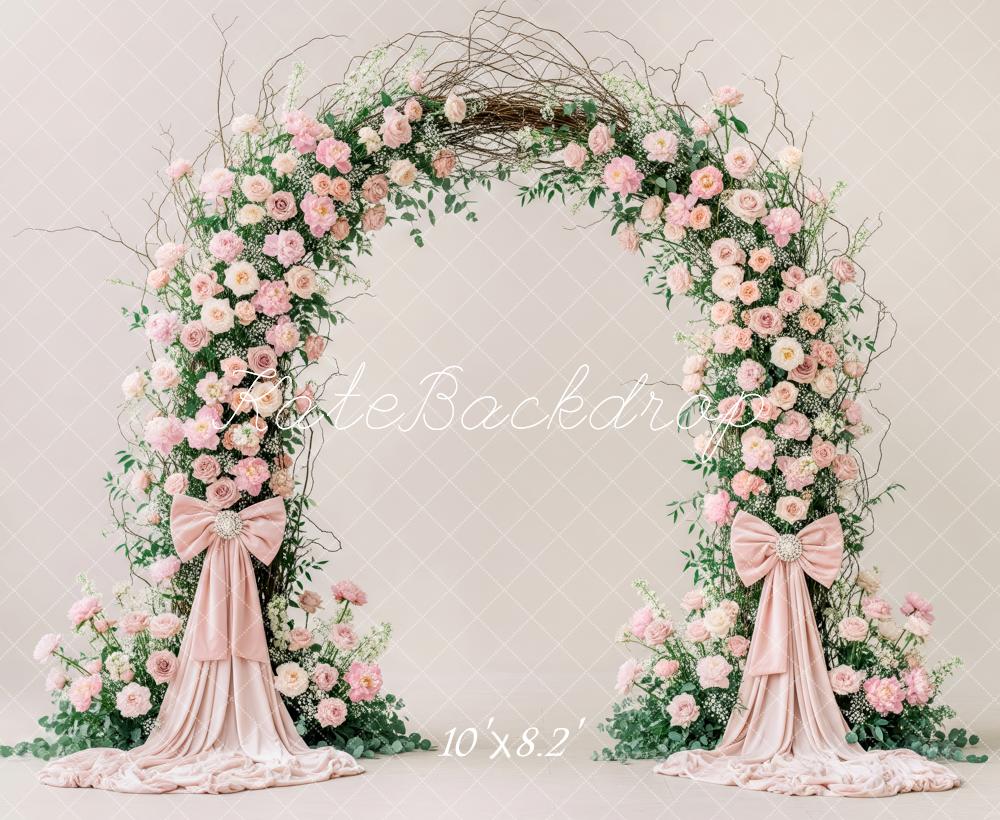 Kate Pink Roses Arch Bow Greenery Backdrop Designed by Patty Robert - Image 6