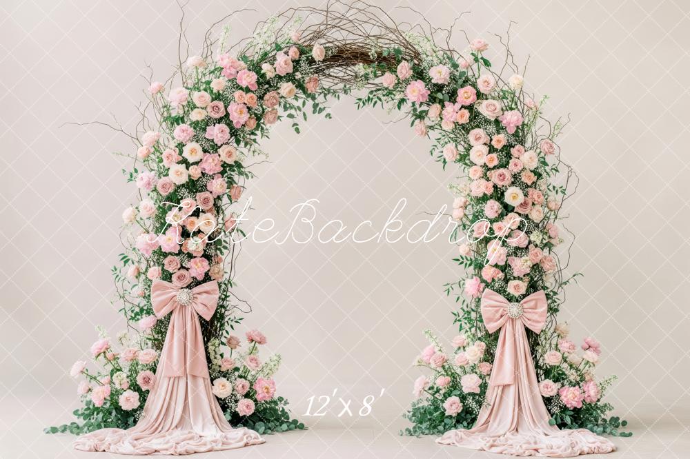 Kate Pink Roses Arch Bow Greenery Backdrop Designed by Patty Robert - Image 8