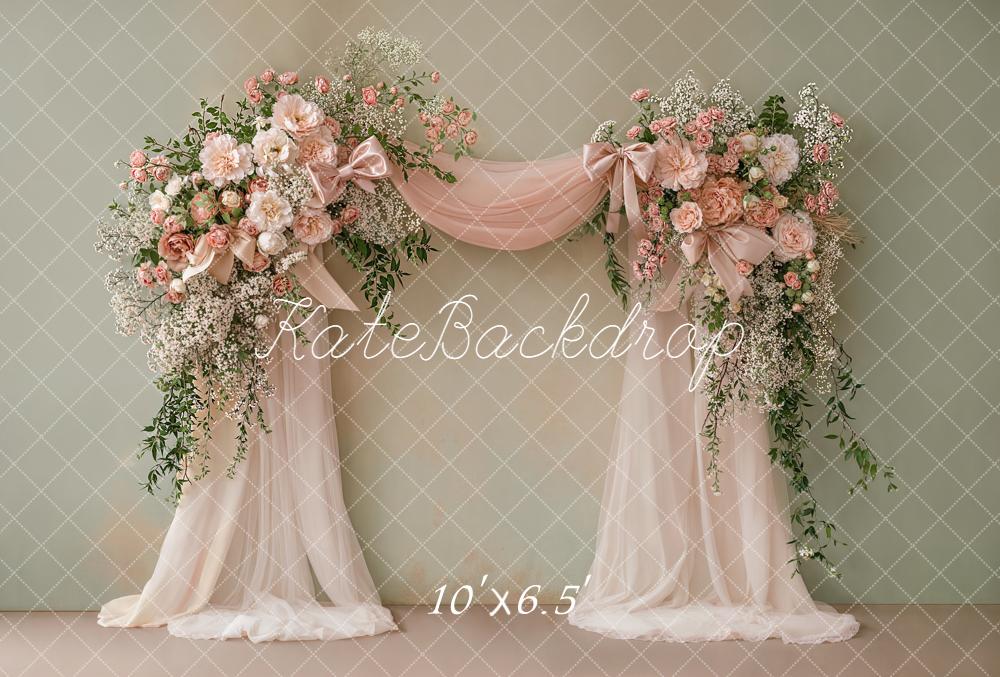 Kate Flower Arch Pink Drapes Roses Fleece Backdrop Designed by Emstselch - Image 2