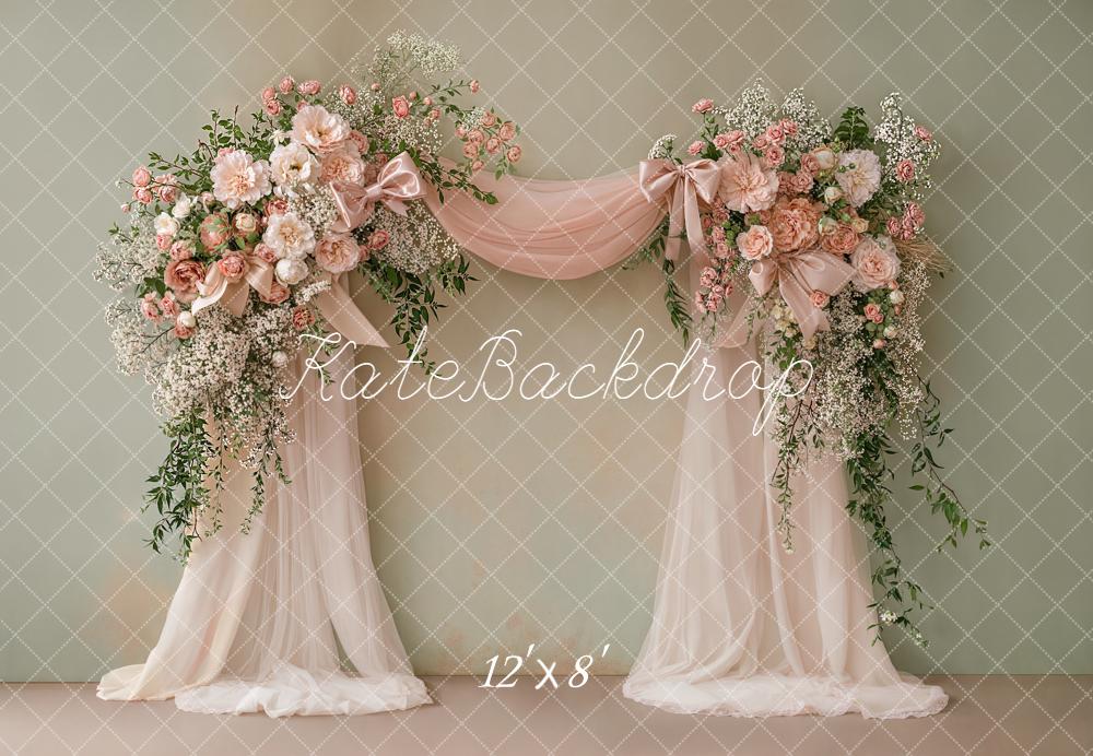 Kate Flower Arch Pink Drapes Roses Fleece Backdrop Designed by Emstselch - Image 4