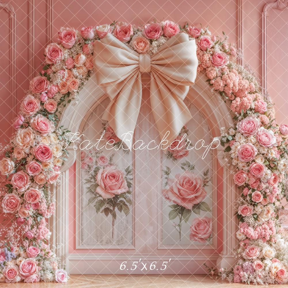 Kate Flower Arch Pink Rose Bow Backdrop Designed by Emetselch - Image 4