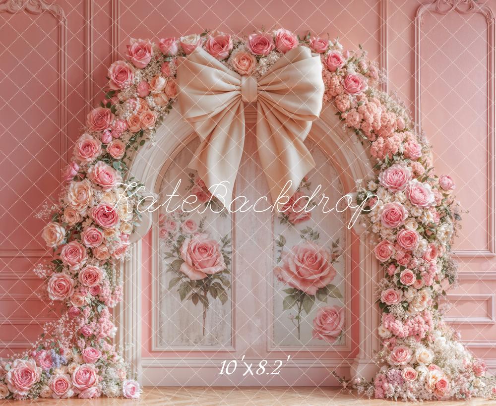 Kate Flower Arch Pink Rose Bow Backdrop Designed by Emetselch - Image 7