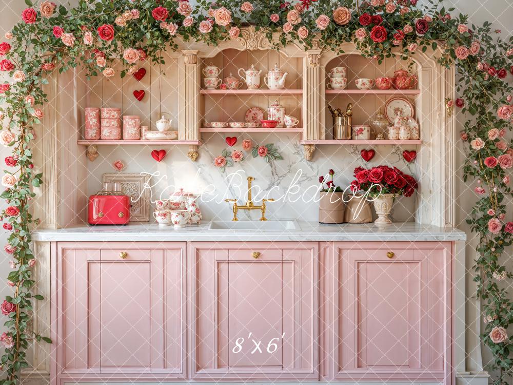 Kate Valentine Pink Vintage Kitchen Backdrop Designed by Emetselch - Image 3