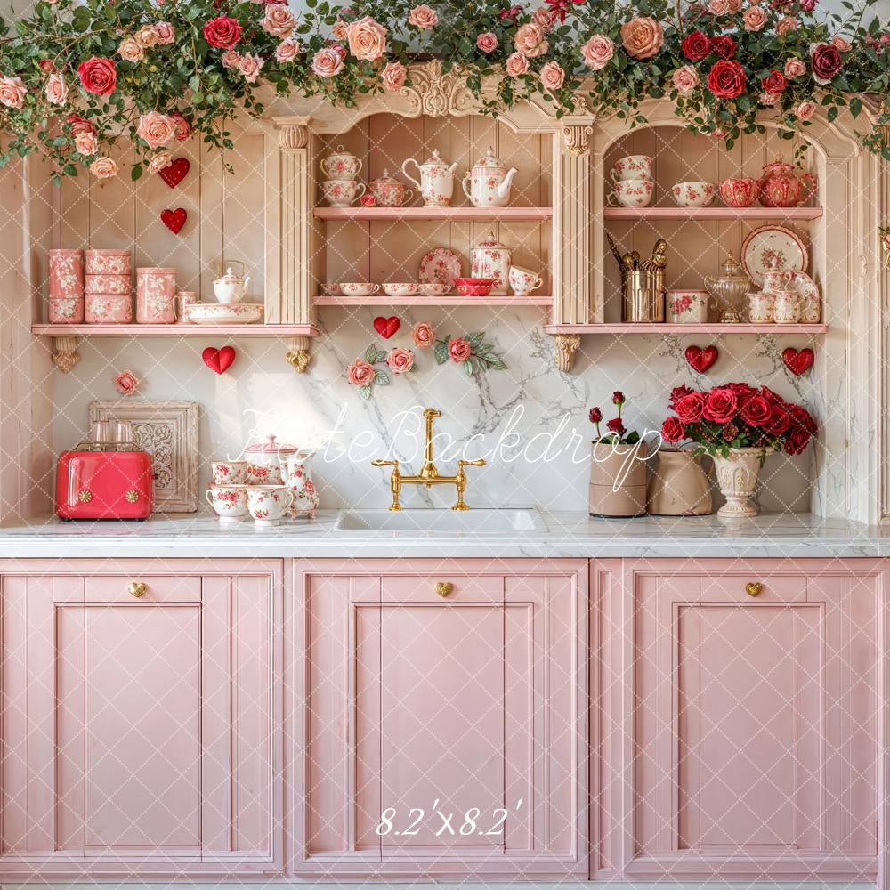 Kate Valentine Pink Vintage Kitchen Backdrop Designed by Emetselch - Image 5