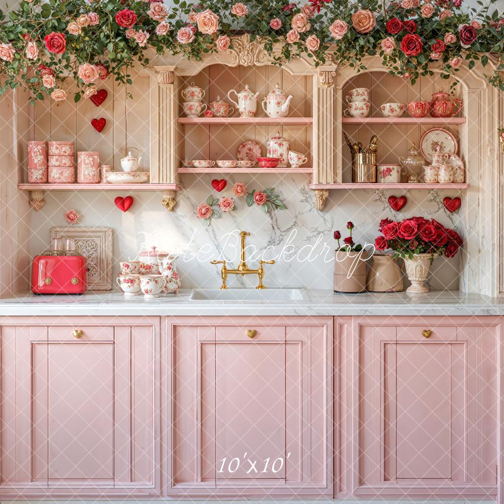 Kate Valentine Pink Vintage Kitchen Backdrop Designed by Emetselch - Image 7
