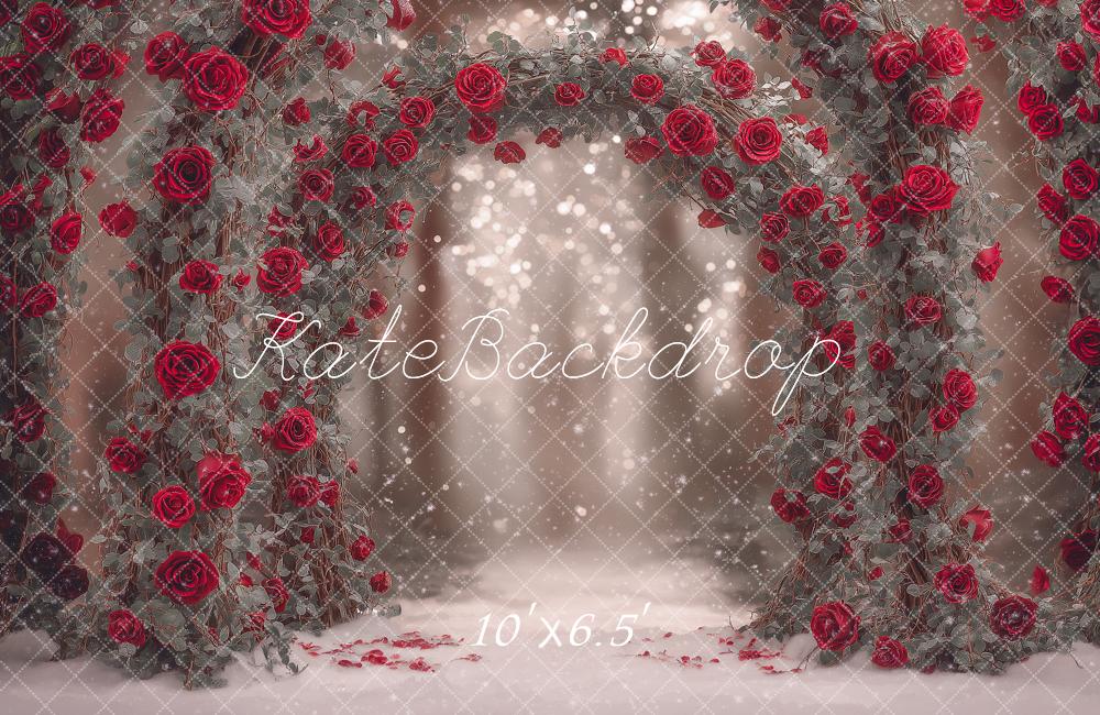 Kate Winter Red Roses Fine Art Backdrop Designed by Angela Marie Photography - Image 4