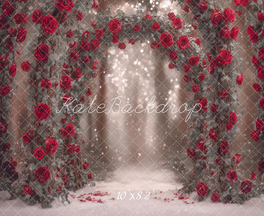 Kate Winter Red Roses Fine Art Backdrop Designed by Angela Marie Photography - Image 6