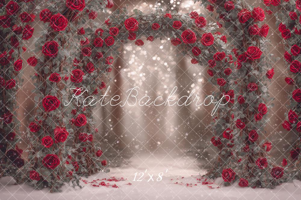 Kate Winter Red Roses Fine Art Backdrop Designed by Angela Marie Photography - Image 8