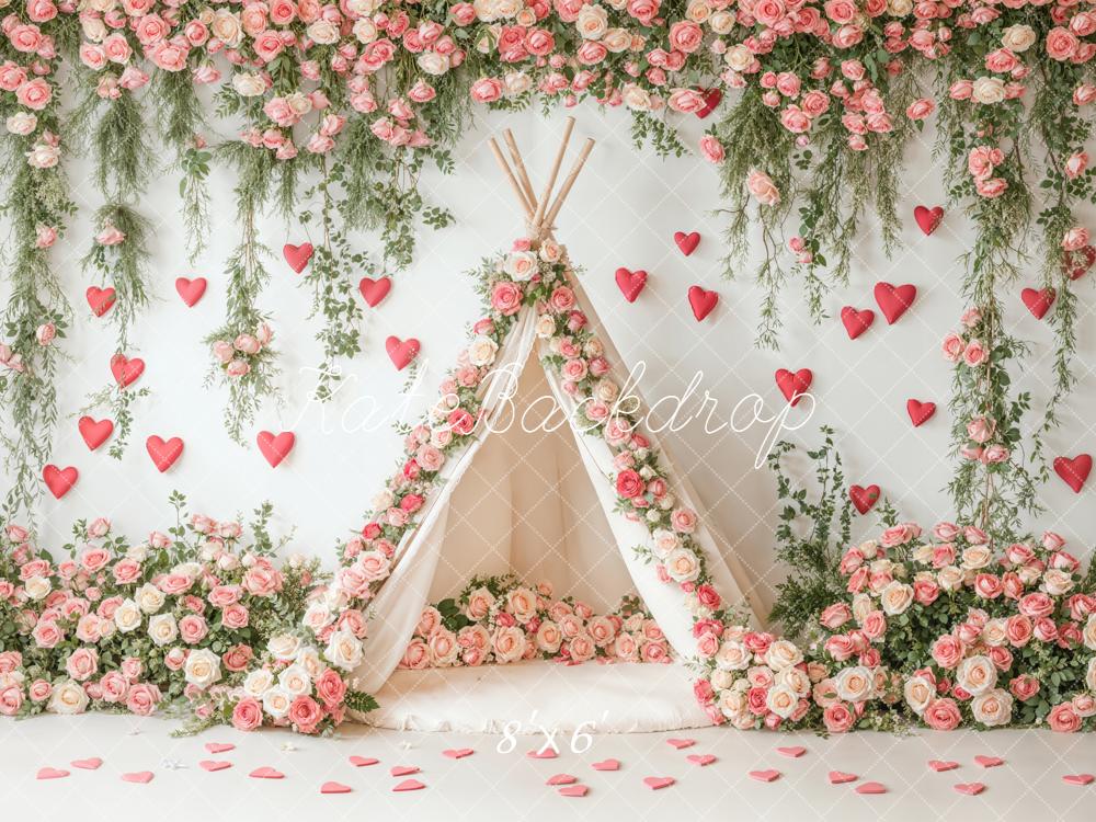 Kate Valentine Flower Arch Tent Hearts Backdrop Designed by Emetselch - Image 3