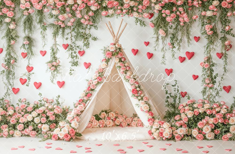 Kate Valentine Flower Arch Tent Hearts Backdrop Designed by Emetselch - Image 4