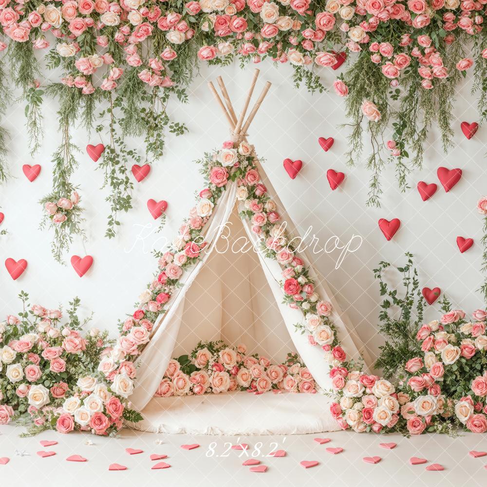 Kate Valentine Flower Arch Tent Hearts Backdrop Designed by Emetselch - Image 5